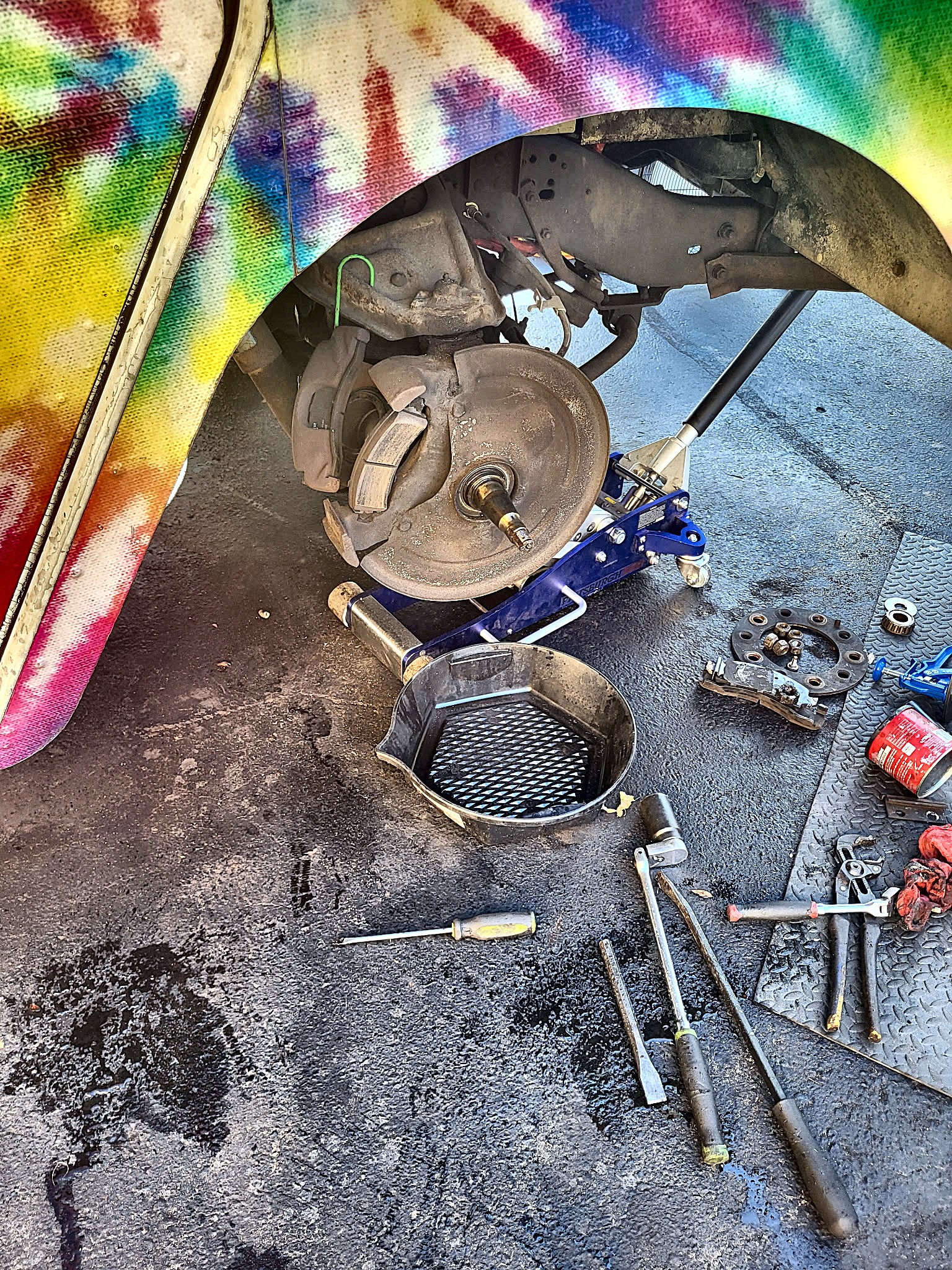 Brake job in progress at a customer's location